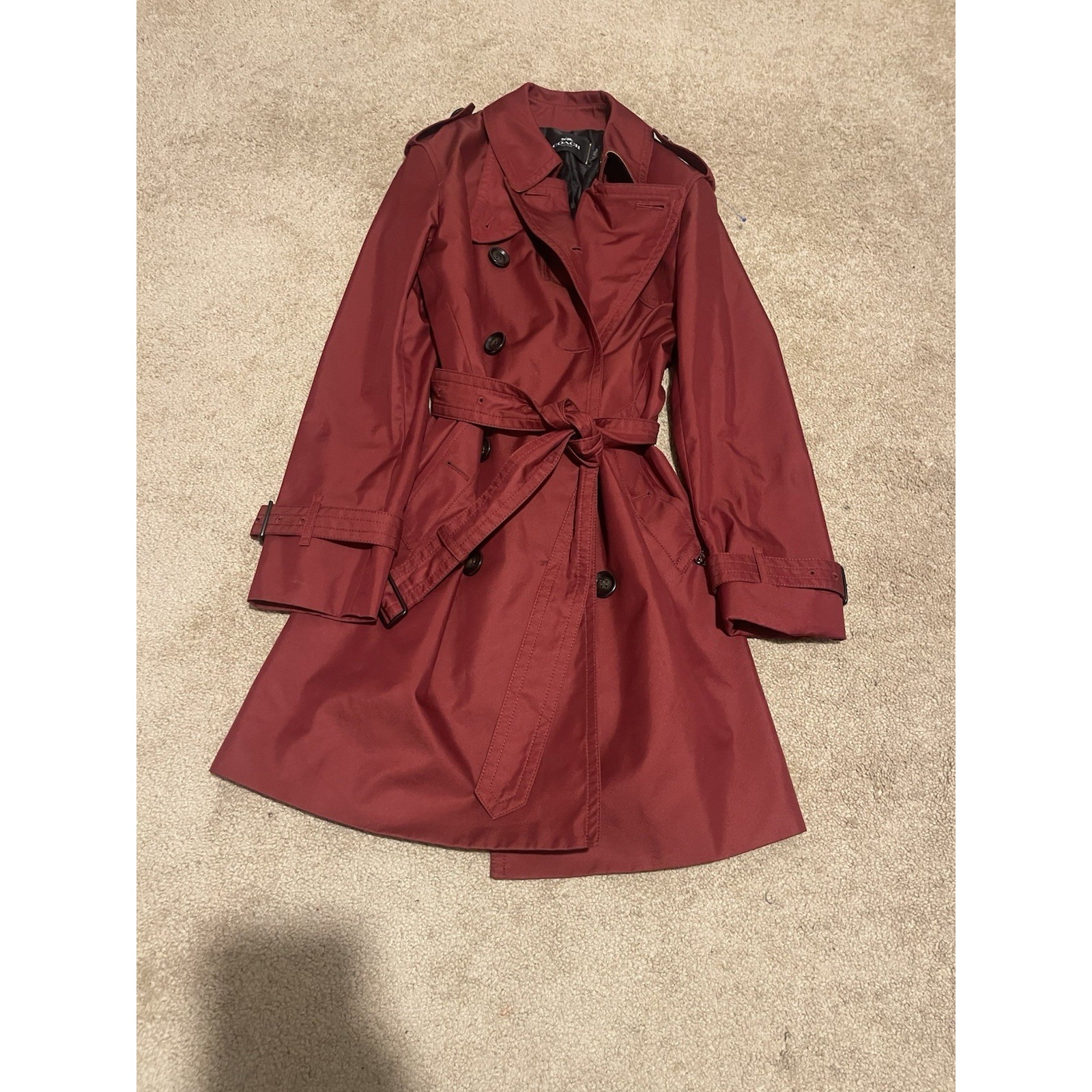 Coach Classic Trench Coat Burgundy Color Size M